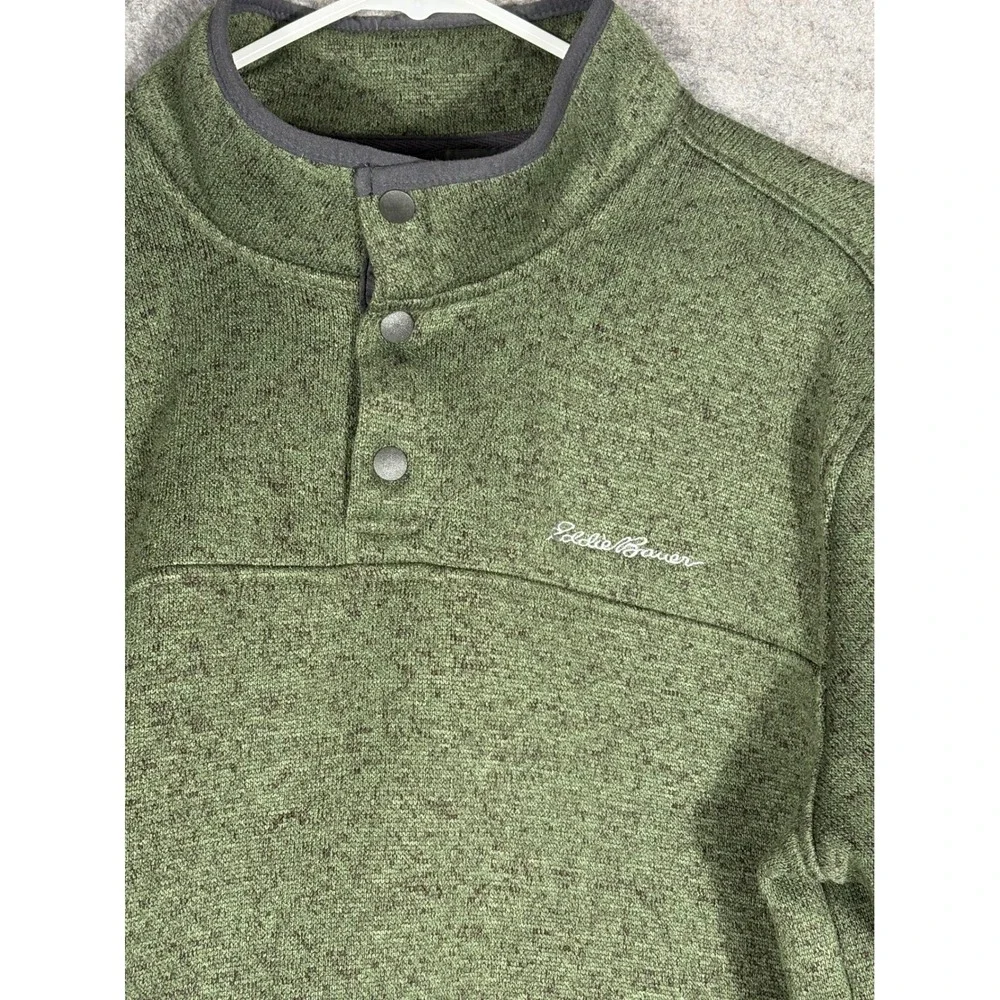 Eddie Bauer Mens Radiator Fleece Snap Mock Pullover Green Heather Large 1326578 - Picture 2 of 7
